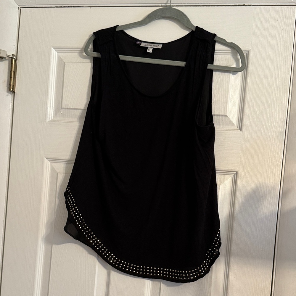 Black Sleeveless Top with gem detail